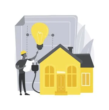 Residential electrical construction abstract concept vector illustration. Stock Illustration
