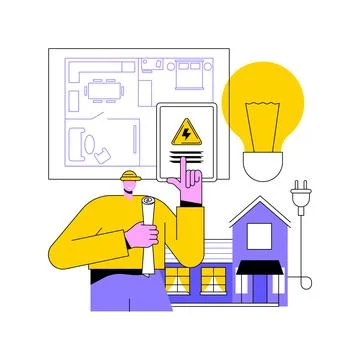 Residential electrical construction abstract concept vector illustration. Ilustración de archivo