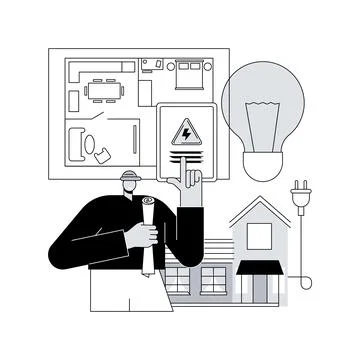 Residential electrical construction abstract concept vector illustration. Stock Illustration