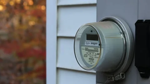 Residential Electrical Meter on the Side of a House Stock Footage 43670579