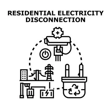 Residential electricity disconnection concept vector illustration Stock Illustration