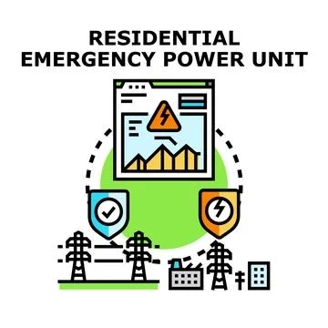 Residential emergency power unit system planning concept Stock Illustration