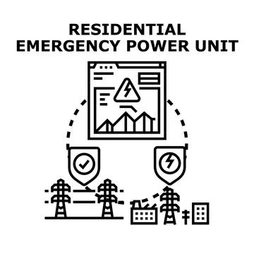 Residential emergency power unit system planning concept Stock Illustration