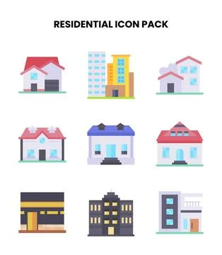 Residential Flat Scalable Icons Pack Ilustración de archivo