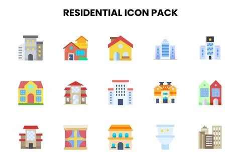 Residential Flat UI Icons Pack Ilustración de archivo