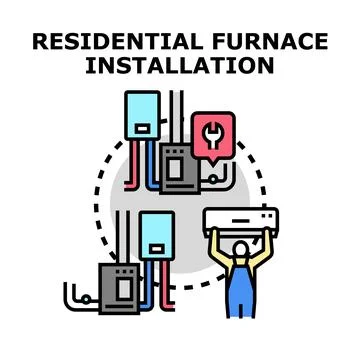 Residential heating system installation and repair service Stock Illustration