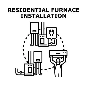 Residential heating system installation and repair service Stock Illustration