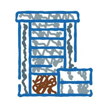 Residential high rise building abstract illustration with multiple floors Ilustração Stock