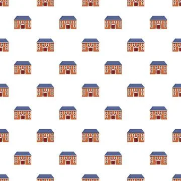 Residential house building pattern creating repeating background design Stock Illustration