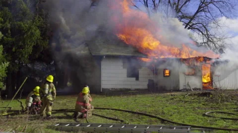 Residential house burns down Stock Footage 60985159