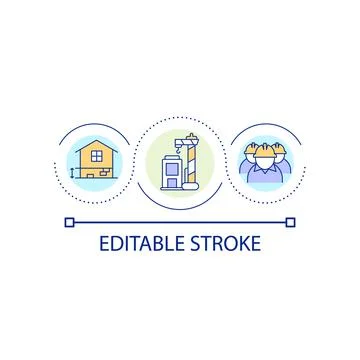 Residential house construction loop concept icon Stock Illustration