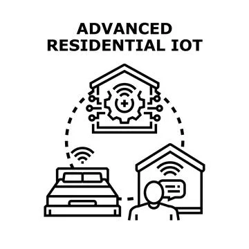 Residential iot system connecting smart home appliances Stock Illustration