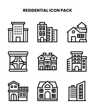 Residential Line Vector Icons Pack Stock Illustration