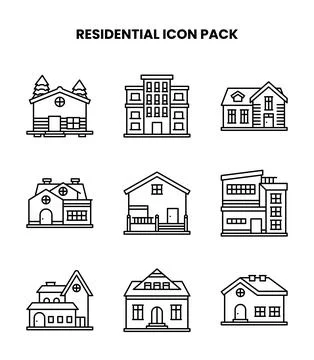 Residential Line Vector Icons Pack Ilustración de archivo