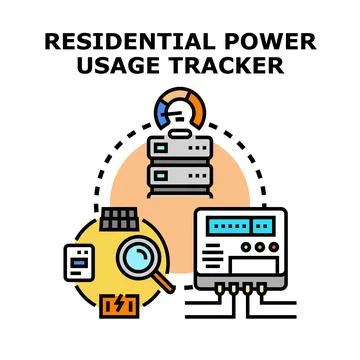 Residential power usage tracker energy monitoring concept Stock Illustration