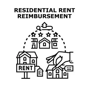 Residential rent reimbursement program managing housing options Illustrazione stock