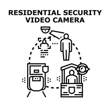 Residential security video camera system monitoring home protection Stock Illustration