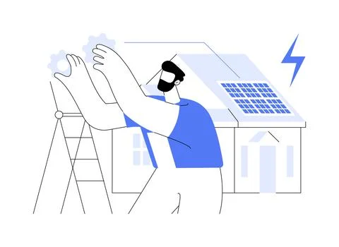 Residential solar panel abstract concept vector illustration. Stock Illustration