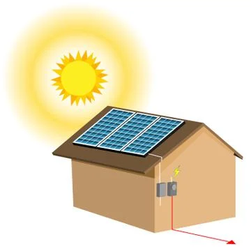 Residential solar panel system Stock Illustration