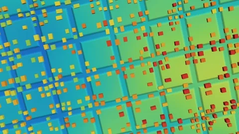 Residential Suburb Digital Surface Model Building Height Spectral Ramp Rotating Stock Footage 343381645