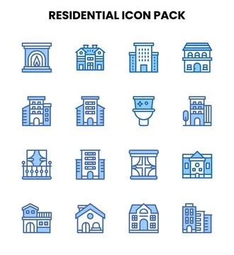 Residential Two Colour Vector Icons Pack Ilustración de archivo