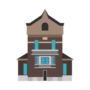 Residential vector flat house icon. Concept building structure real estate di Ilustración de archivo