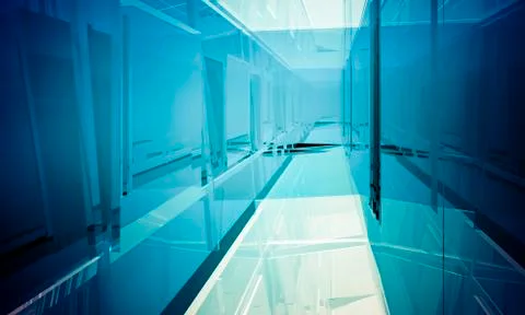 Residential.empty office with columns and large windows, indoor building. bus Ilustración de archivo