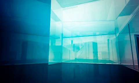 Residential.empty office with columns and large windows, indoor building. bus Ilustración de archivo