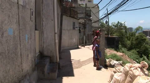 Residents of the favela Morro do Favela in Rio de Janeiro Stock Footage 11494992