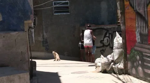 Residents of the favela Morro do Favela in Rio de Janeiro Stock Footage 11494995
