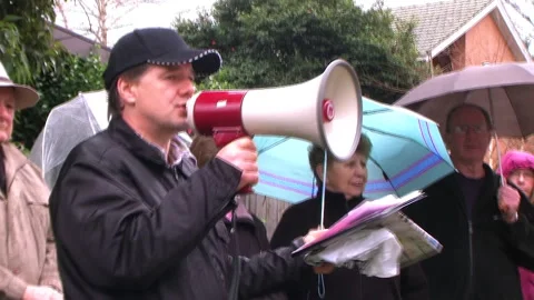 RESIDENTS PROTEST AGAINST HIGH DENSITY DEVELOPMENT (BORONIA, 2011) Stock Footage 244043114