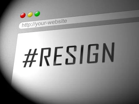 Resign Computer Hashtag Means Quit Or Resignation From Job Government Or Pres Stock Illustration