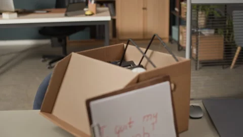 Resignation Box Left on Table in Modern ... | Stock Video | Pond5