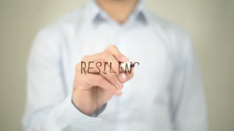 Resilience, Man Writing on Transparent Screen Stock Footage 62875576