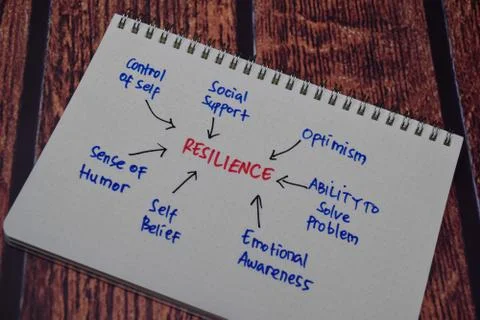 Resilience Method text with keywords isolated on white book background. Foto stock