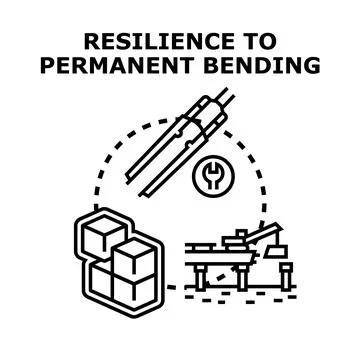 Resilience to permanent bending engineering material property concept イラスト素材
