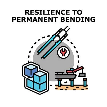 Resilience to permanent bending engineering material property concept Stock Illustration
