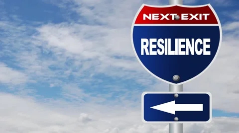 Resilience road sign with flowing clouds Stock Footage 41739033