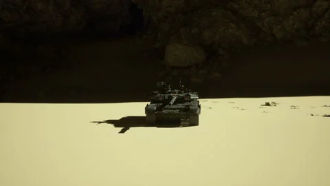 Resilient armored vehicle navigating desolate sunbaked terrain with strength 動画素材 340654886