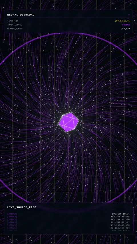 Resilient Cognitive Defense: Violet Node Mobile HUD Stockbeeldmateriaal 334004023