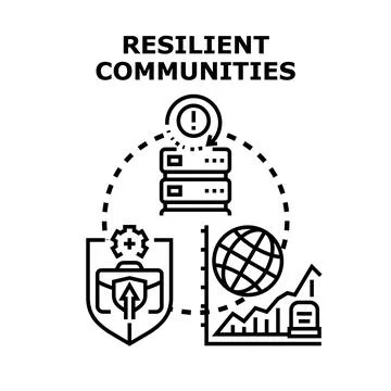 Resilient communities building robust data infrastructure protection Stock Illustration