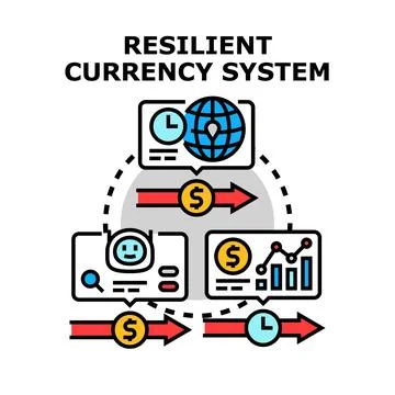 Resilient currency system concept driving global financial stability Stock Illustration