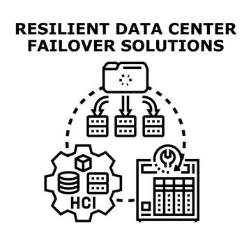 Resilient data center failover solutions cloud infrastructure Stock Illustration