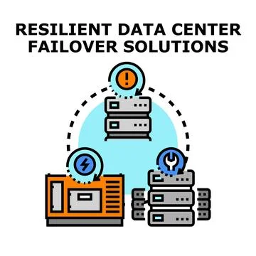 Resilient data center failover solutions ensuring business continuity Stock Illustration
