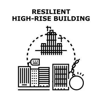 Resilient high rise building concept protecting from destruction Ilustração Stock
