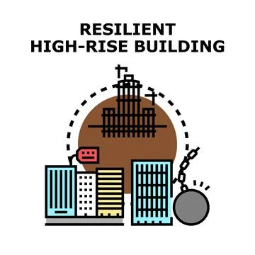 Resilient high rise building concept protecting from destruction Ilustração Stock