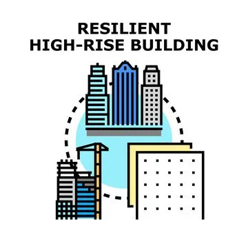 Resilient high rise building construction and urban development concept Stock Illustration