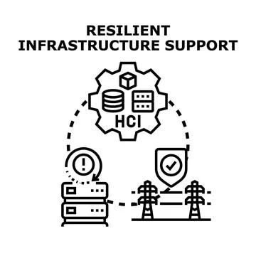 Resilient infrastructure support system planning icon Stock Illustration