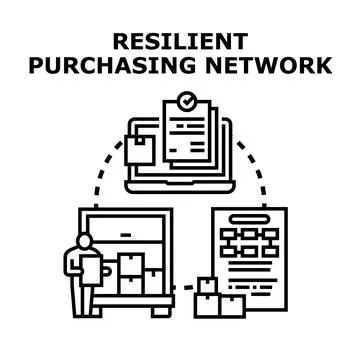 Resilient purchasing network optimizing global supply chain Illustrazione stock