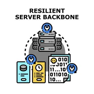 Resilient server backbone connecting data infrastructure concept 스톡 일러스트